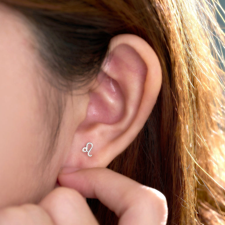Leo Stud Earrings Sterling Silver - Zodiac Constellation Earrings Stud Earrings