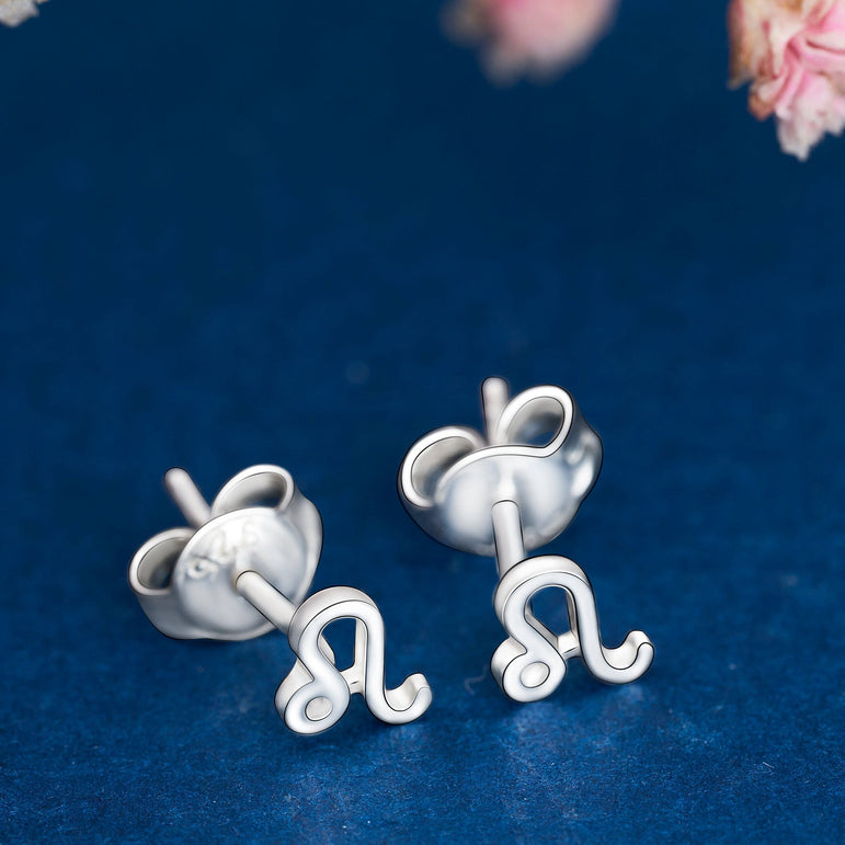 Leo Stud Earrings Sterling Silver - Zodiac Constellation Earrings Stud Earrings