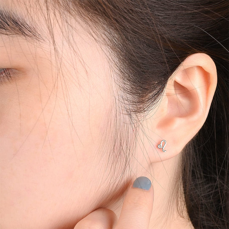 Leo Stud Earrings Sterling Silver - Zodiac Constellation Earrings Stud Earrings