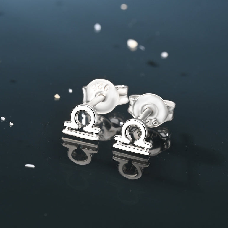 Libra Stud Earrings Sterling Silver - Zodiac Constellation Earrings Stud Earrings