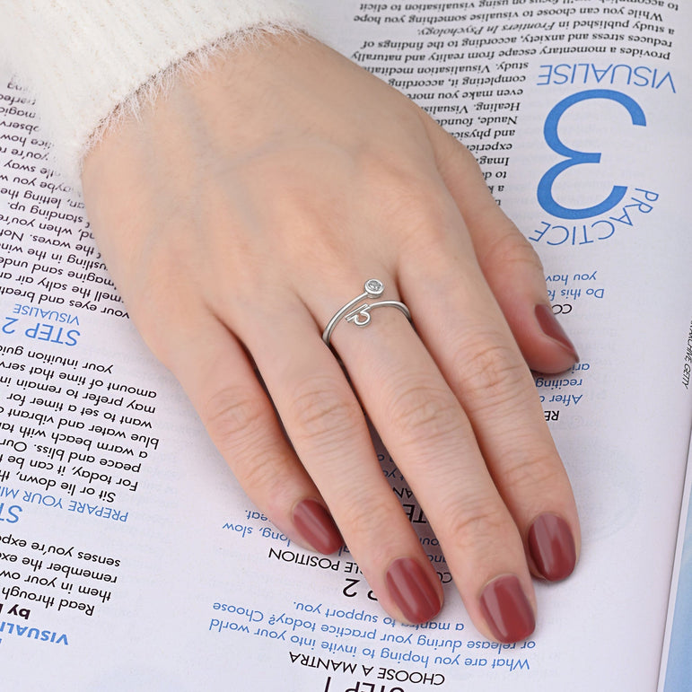 Libra Ring Sterling Silver Adjustable Zodiac Sign Ring Ring