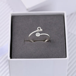 Libra Ring Sterling Silver Adjustable Zodiac Sign Ring Ring