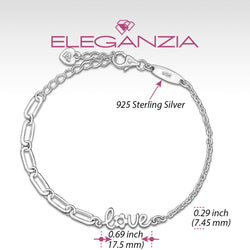 Cursive Love Link Chain Bracelet Sterling Silver Bracelet