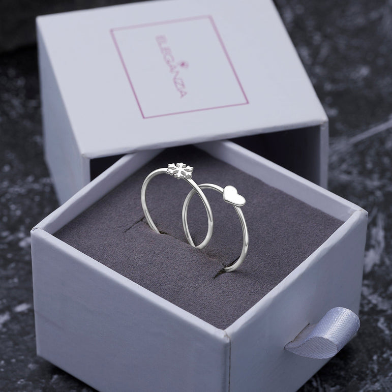 Minimalist Cute Heart Ring Sterling Silver Stacking Ring