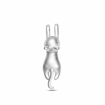 Matte Hanging Cat Pendant Sterling Silver Pendant