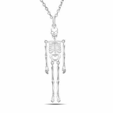 Moveable Skeleton Necklace Sterling Silver Pendant Necklace