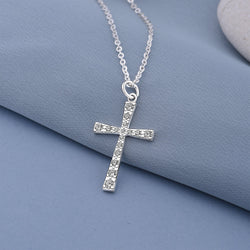 CZ Cross Necklaces For Girls Sterling Silver Pendant Necklace