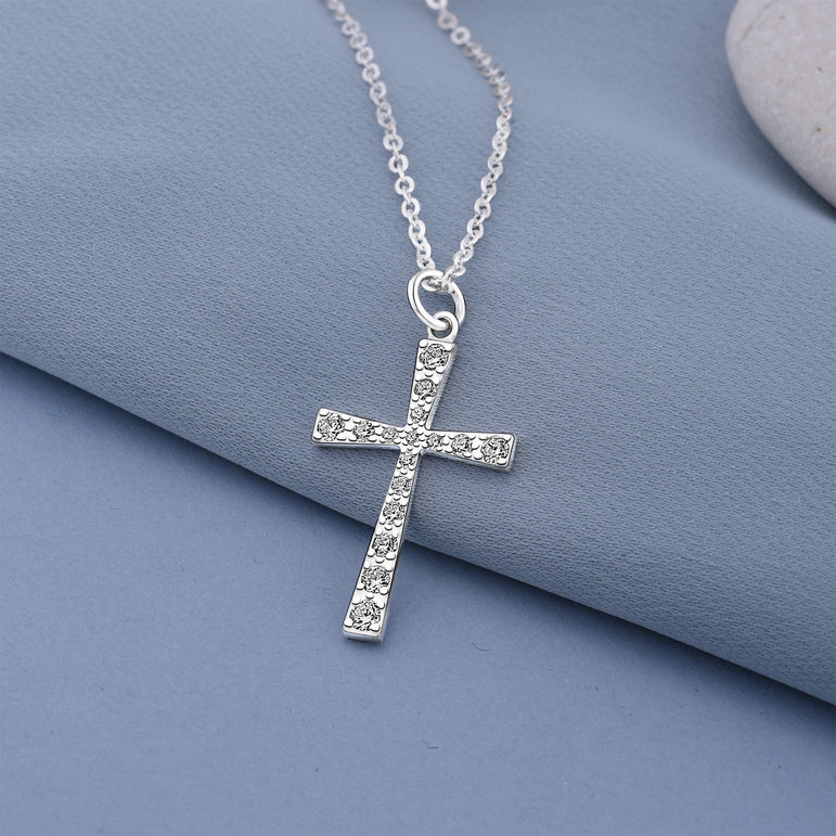 CZ Cross Necklaces For Girls Sterling Silver Pendant Necklace