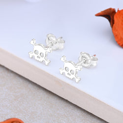 Sterling Silver Pirate Skull Stud Earrings Stud Earrings