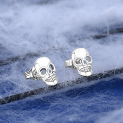 Spooky Skull Stud Earrings Sterling Silver Stud Earrings