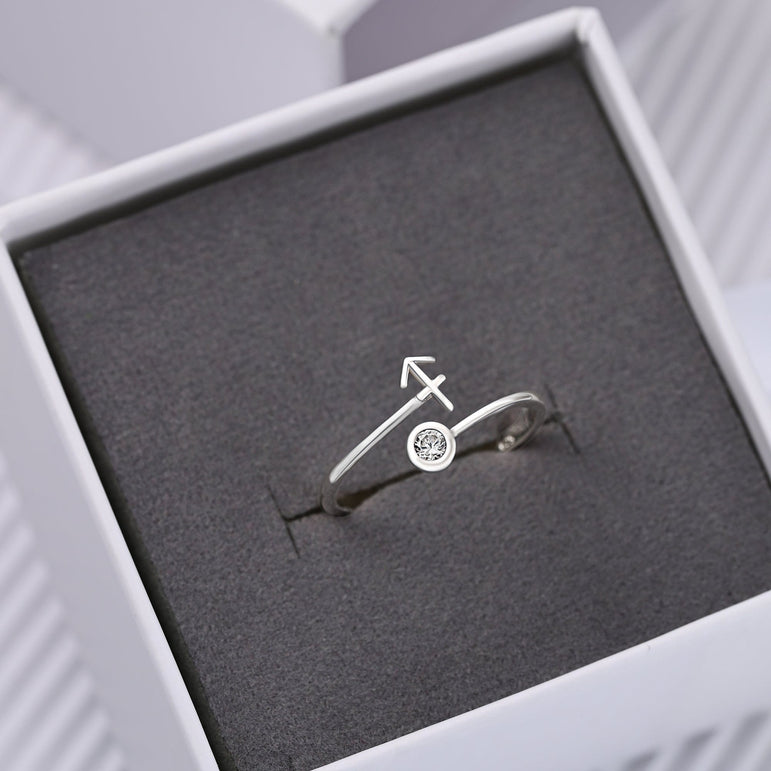 Sagittarius Ring Sterling Silver Adjustable Zodiac Sign Ring Ring