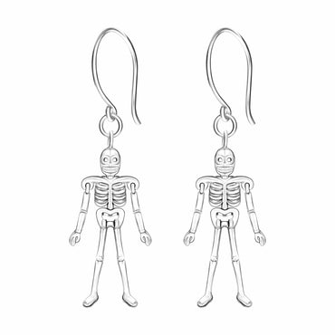 Moveable Skeletons Dangle Earrings Sterling Silver Drop Earrings