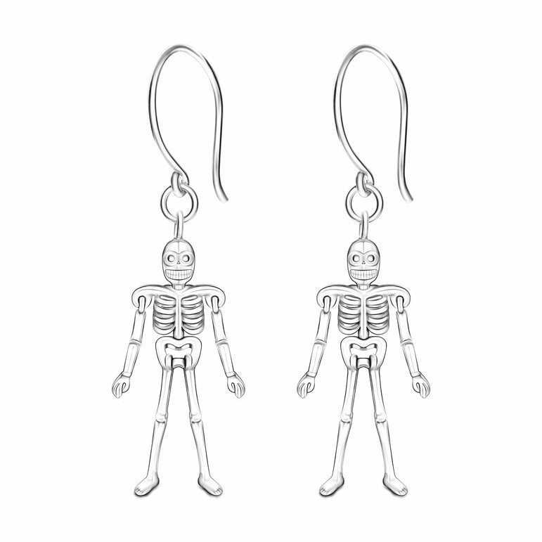 Moveable Skeletons Dangle Earrings Sterling Silver Drop Earrings