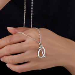 Cursive Letter Necklace Sterling Silver, 16"-18" Pendant Necklace
