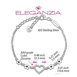 CZ Open Heart Flower Bracelet Sterling Silver Bracelet