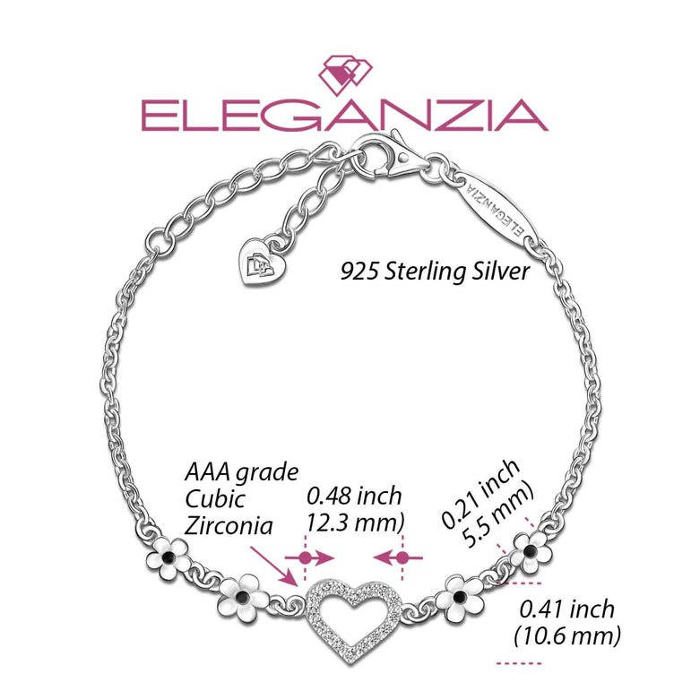 CZ Open Heart Flower Bracelet Sterling Silver Bracelet