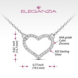 Minimalist CZ Open Heart Necklace Sterling Silver Pendant Necklace