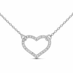 Minimalist CZ Open Heart Necklace Sterling Silver Pendant Necklace