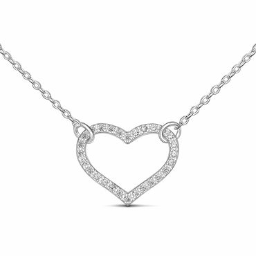 Minimalist CZ Open Heart Necklace Sterling Silver Pendant Necklace