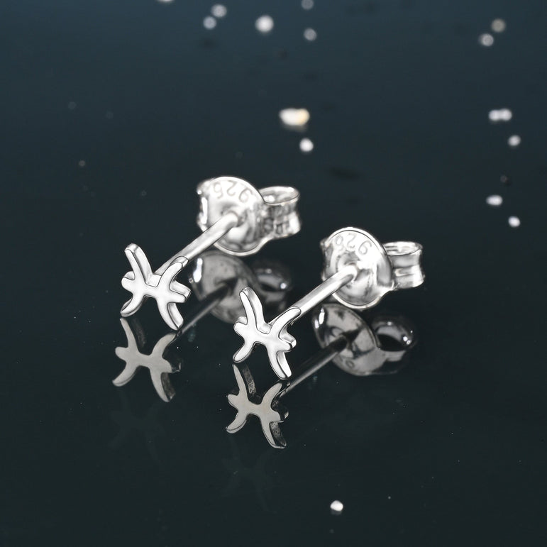 Pisces Stud Earrings Sterling Silver - Zodiac Constellation Earrings Stud Earrings