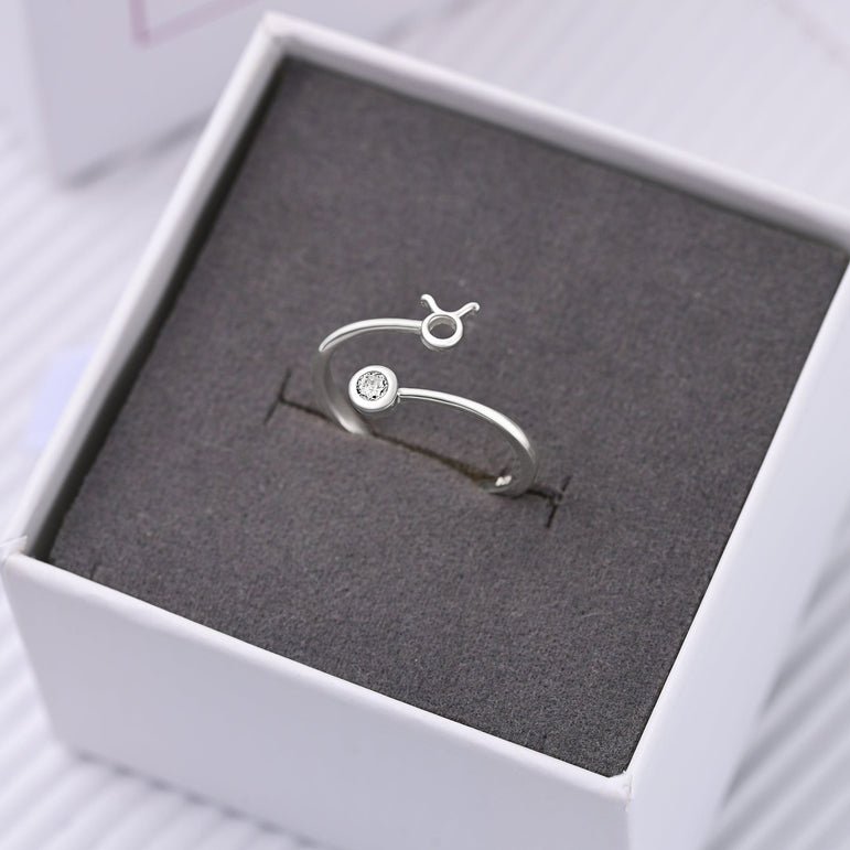 Taurus Ring Sterling Silver Adjustable Zodiac Sign Ring Ring