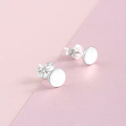 Round Disc Stud Earrings Sterling Silver Stud Earrings
