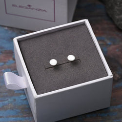 Round Disc Stud Earrings Sterling Silver Stud Earrings