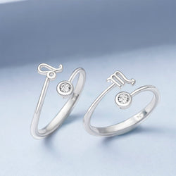 CZ Zodiac Ring Sterling Silver Adjustable 12 Constellation Rings Ring