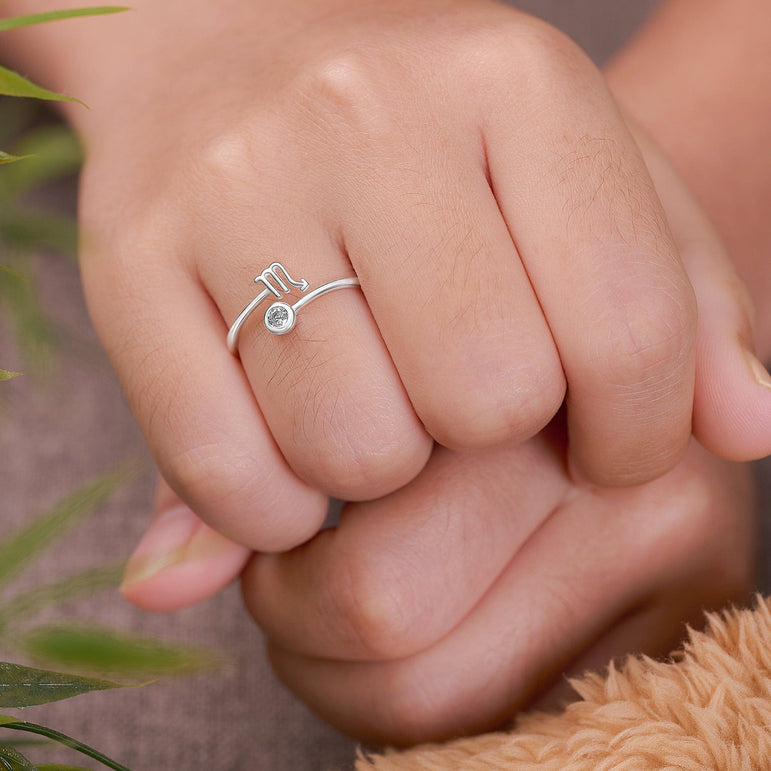 Scorpio Ring Sterling Silver Adjustable Zodiac Sign Ring Ring