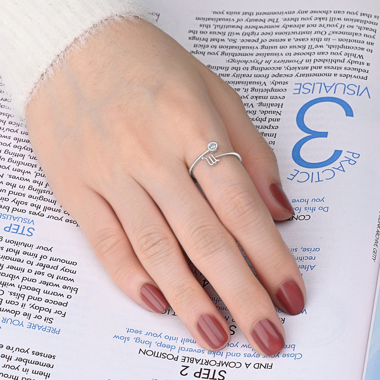 Scorpio Ring Sterling Silver Adjustable Zodiac Sign Ring Ring