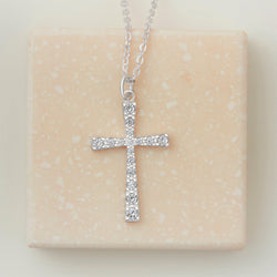 CZ Cross Necklaces For Girls Sterling Silver Pendant Necklace