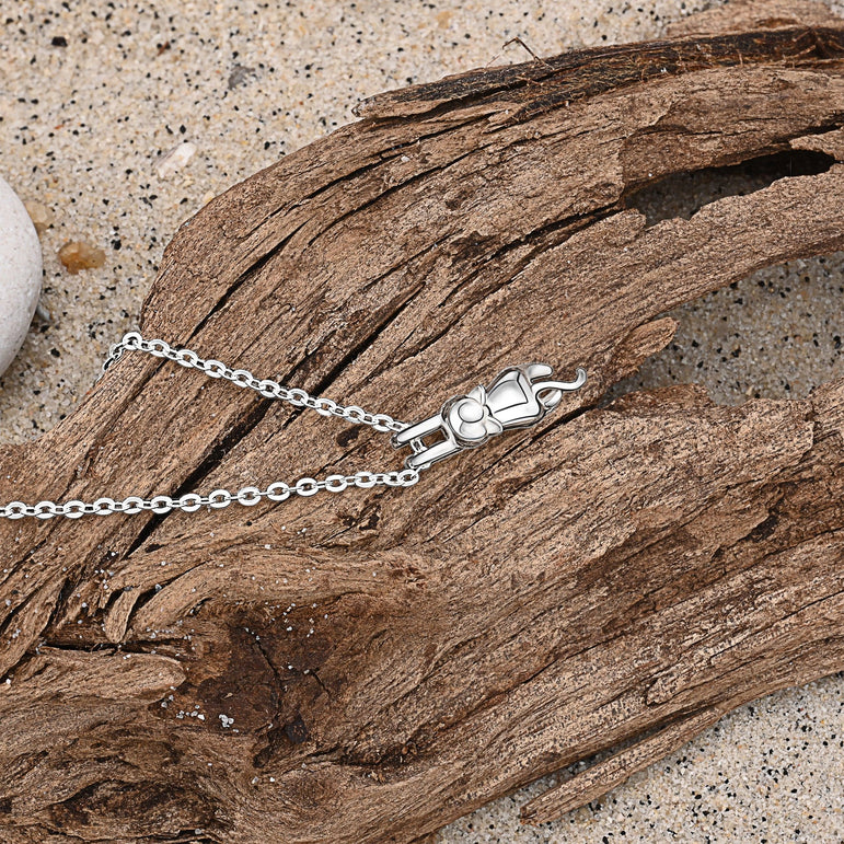 Hanging Cat Necklace Sterling Silver Pendant Necklace