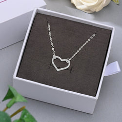 Minimalist CZ Open Heart Necklace Sterling Silver Pendant Necklace