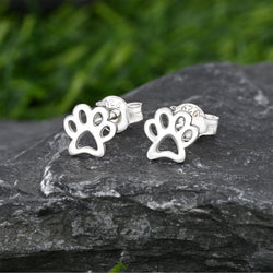Petite Pet Paw Print Earrings Stud Sterling Silver Stud Earrings