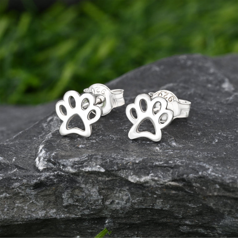 Petite Pet Paw Print Earrings Stud Sterling Silver Stud Earrings