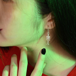 Moveable Skeletons Dangle Earrings Sterling Silver Drop Earrings