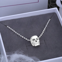 Sterling Silver Evil Skull Necklace Pendant Necklace
