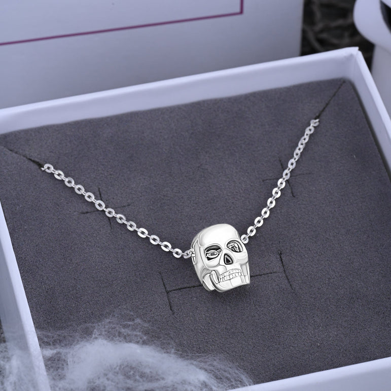 Sterling Silver Evil Skull Necklace Pendant Necklace