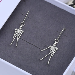 Moveable Skeletons Dangle Earrings Sterling Silver Drop Earrings