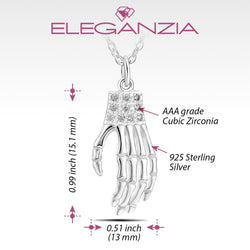Sterling Silver Skeleton Hand Necklace Pendant Necklace