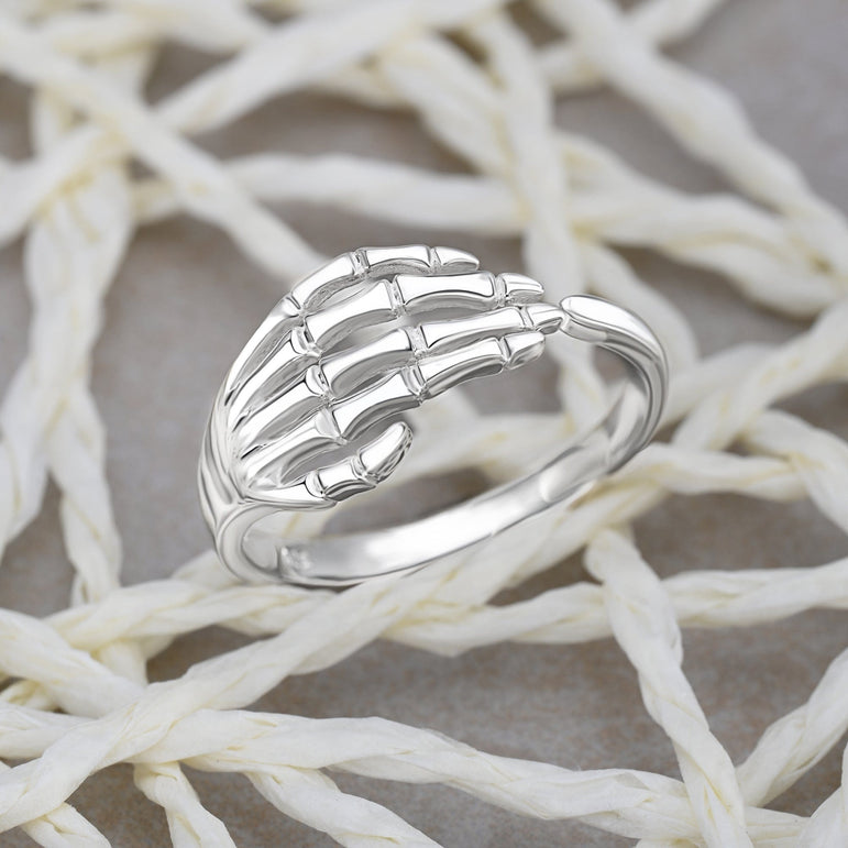 Sterling Silver Skeleton Hand Ring Ring