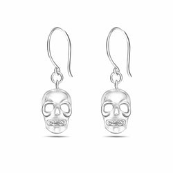 Spooky Skull Dangle Earrings Sterling Silver Drop Earrings