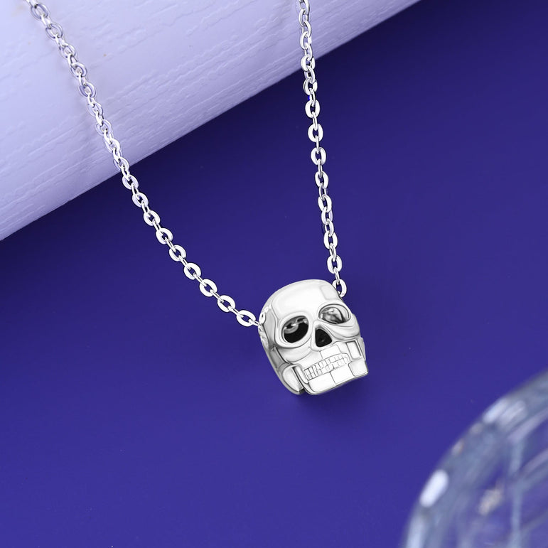 Sterling Silver Evil Skull Necklace Pendant Necklace