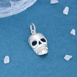 CZ Spooky Skull Pendant Sterling Silver Pendant