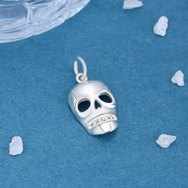 CZ Spooky Skull Pendant Sterling Silver Pendant