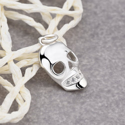 CZ Spooky Skull Pendant Sterling Silver Pendant