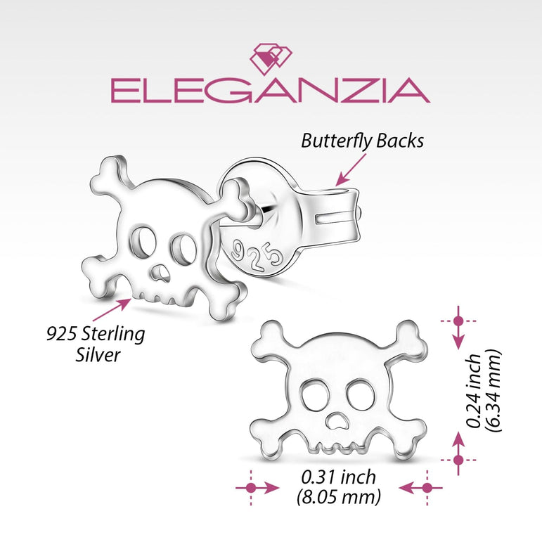 Sterling Silver Pirate Skull Stud Earrings Stud Earrings