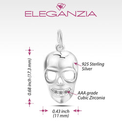 CZ Spooky Skull Pendant Sterling Silver