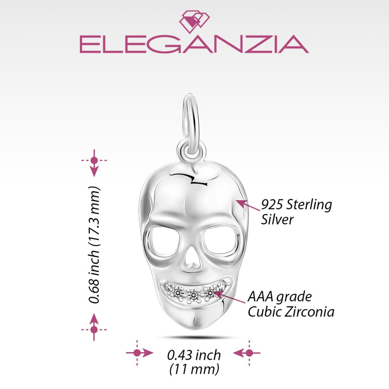 CZ Spooky Skull Pendant Sterling Silver