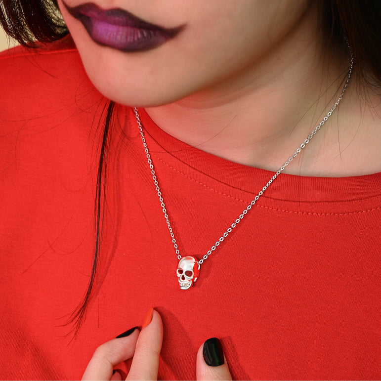 Sterling Silver Evil Skull Necklace Pendant Necklace